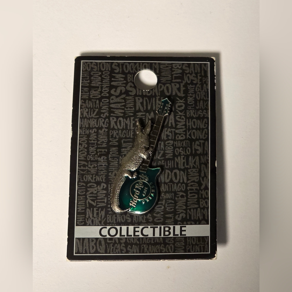 Collectible Crocodile Guitar Pin (Orlando) - Teal and Silver *Extremely Rare*